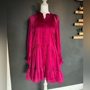 Misa Los Angeles Lara Fuchsia Long Sleeve Dress XS/S